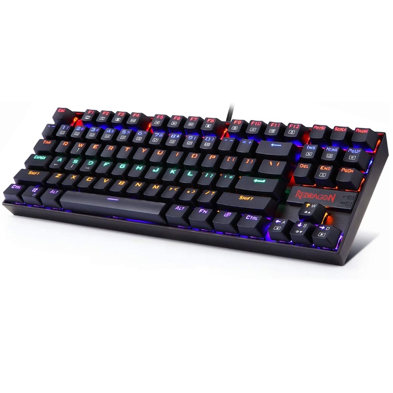 Redragon K552 Mechanical Gaming Keyboard RGB LED Rainbow Backlit Wired Keyboard with Blue Switches for Windows Gaming PC (87 Keys, Black)